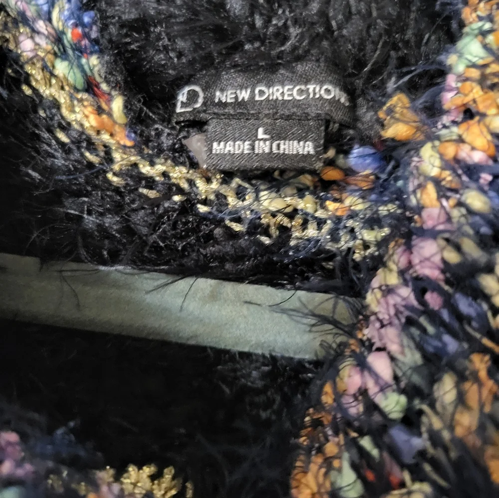 CLEARANCE New Directions Black and Multicolor Cowl Neck Sweater - Picture 2 of 10